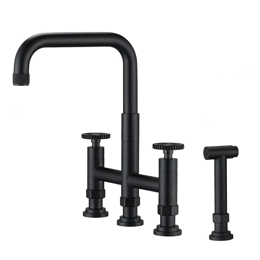 Giving Tree Double Handle Bridge Kitchen Faucet with Side Spray - Image 15