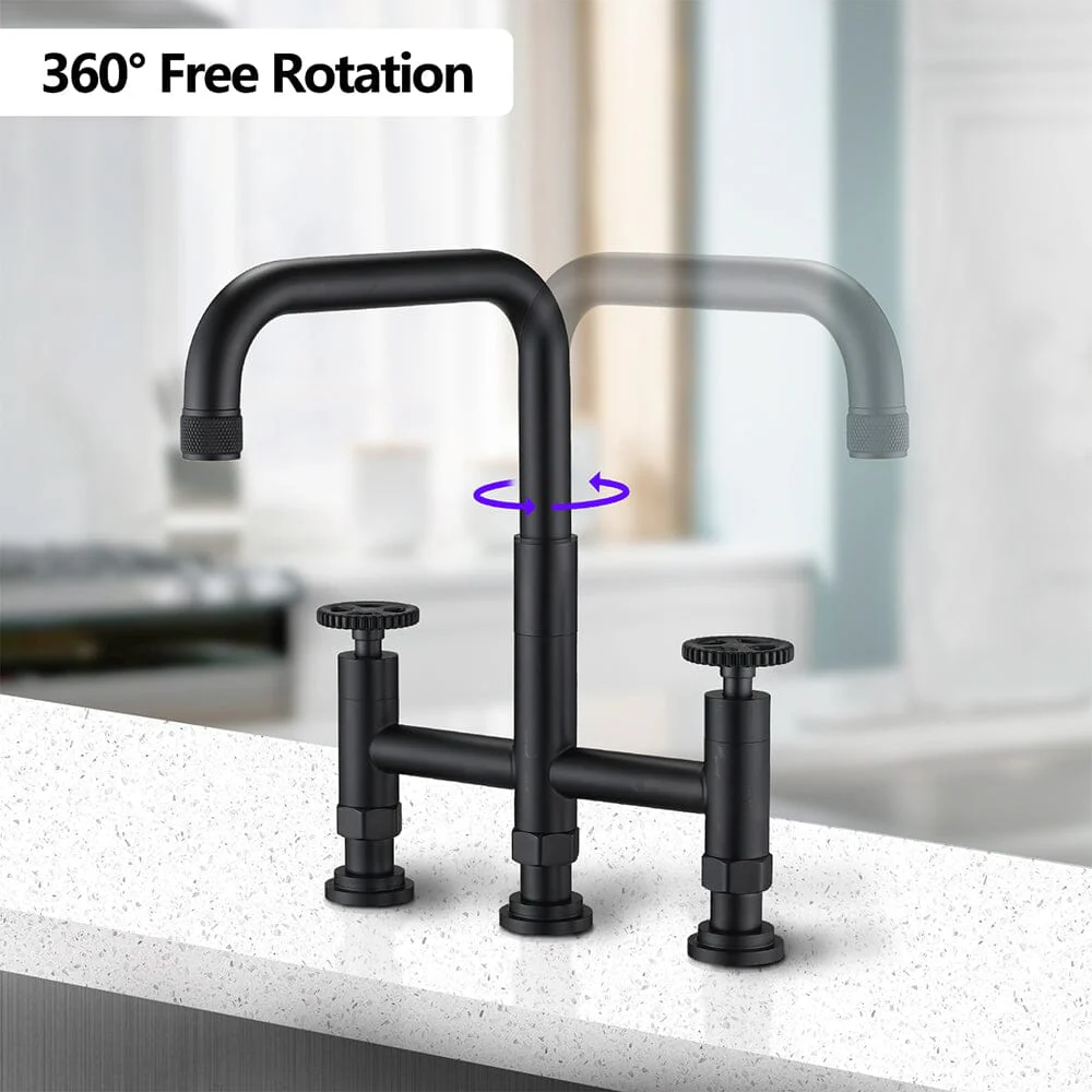 Giving Tree Double Handle Bridge Kitchen Faucet with Side Spray - Image 17