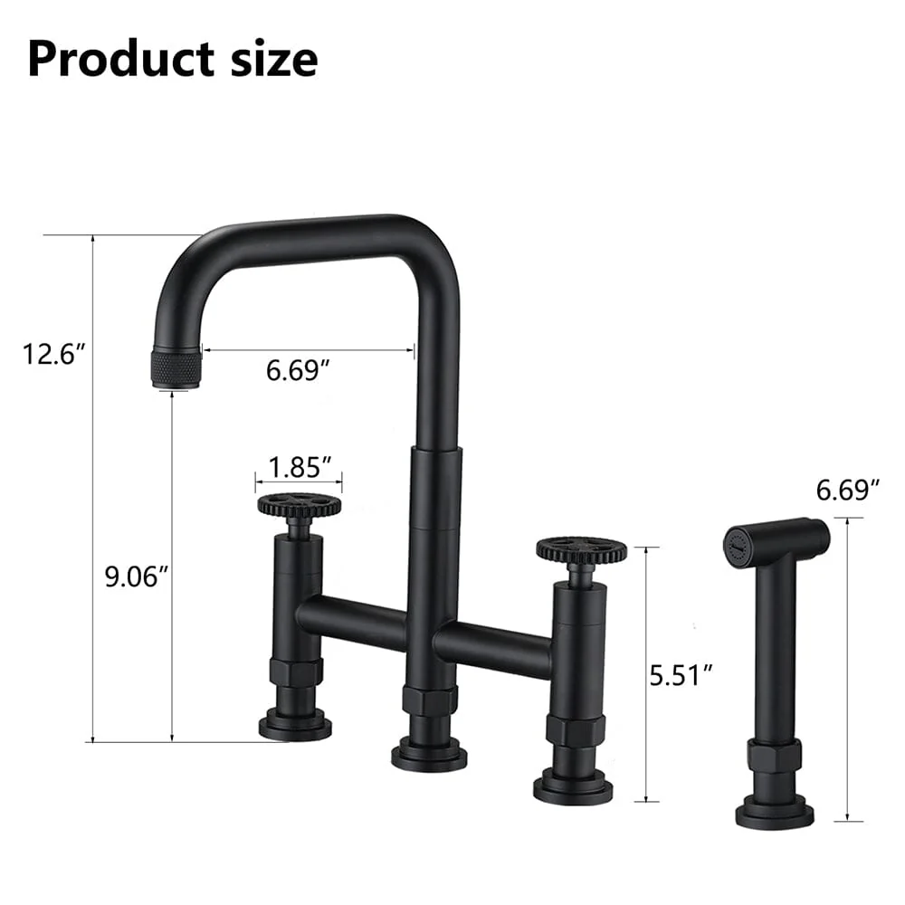 Giving Tree Double Handle Bridge Kitchen Faucet with Side Spray - Image 20