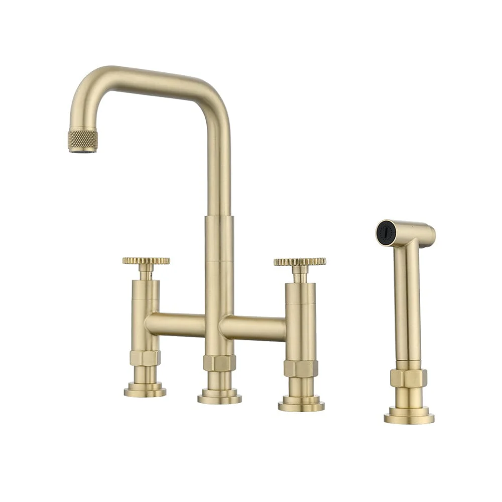 Giving Tree Double Handle Bridge Kitchen Faucet with Side Spray - Image 8
