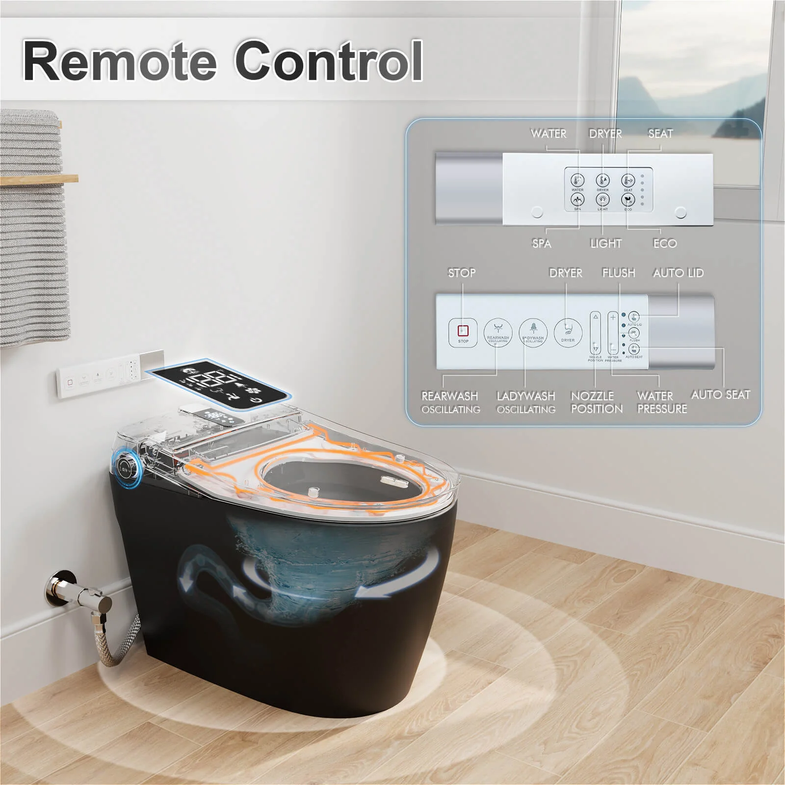 Tankless Elongated Smart Bidet Toilet with Heated Seat, Drying, Night Light - Image 25