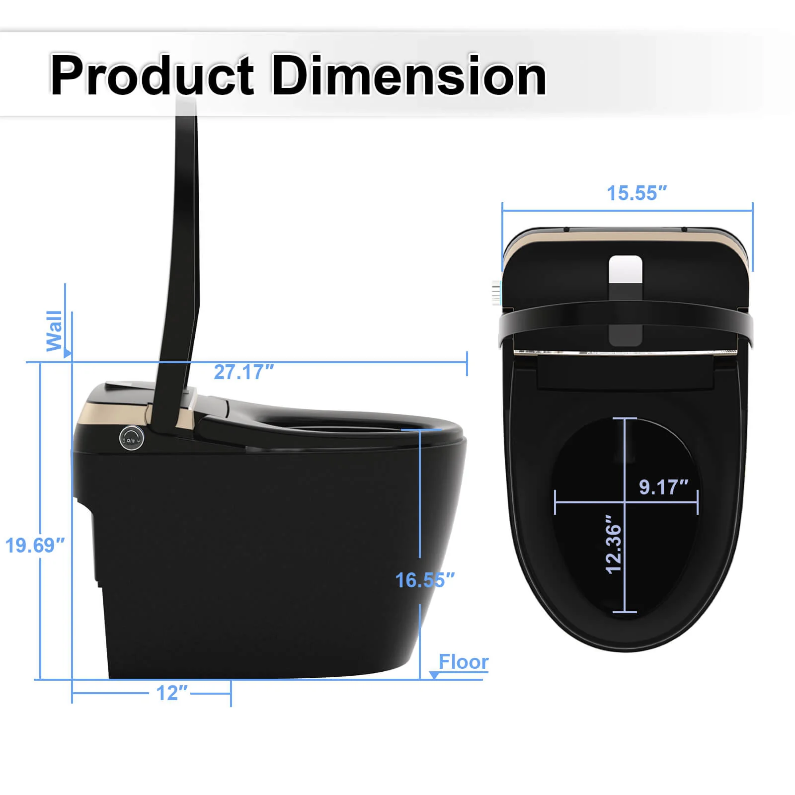 Tankless Elongated Smart Bidet Toilet with Heated Seat, Drying, Night Light - Image 26