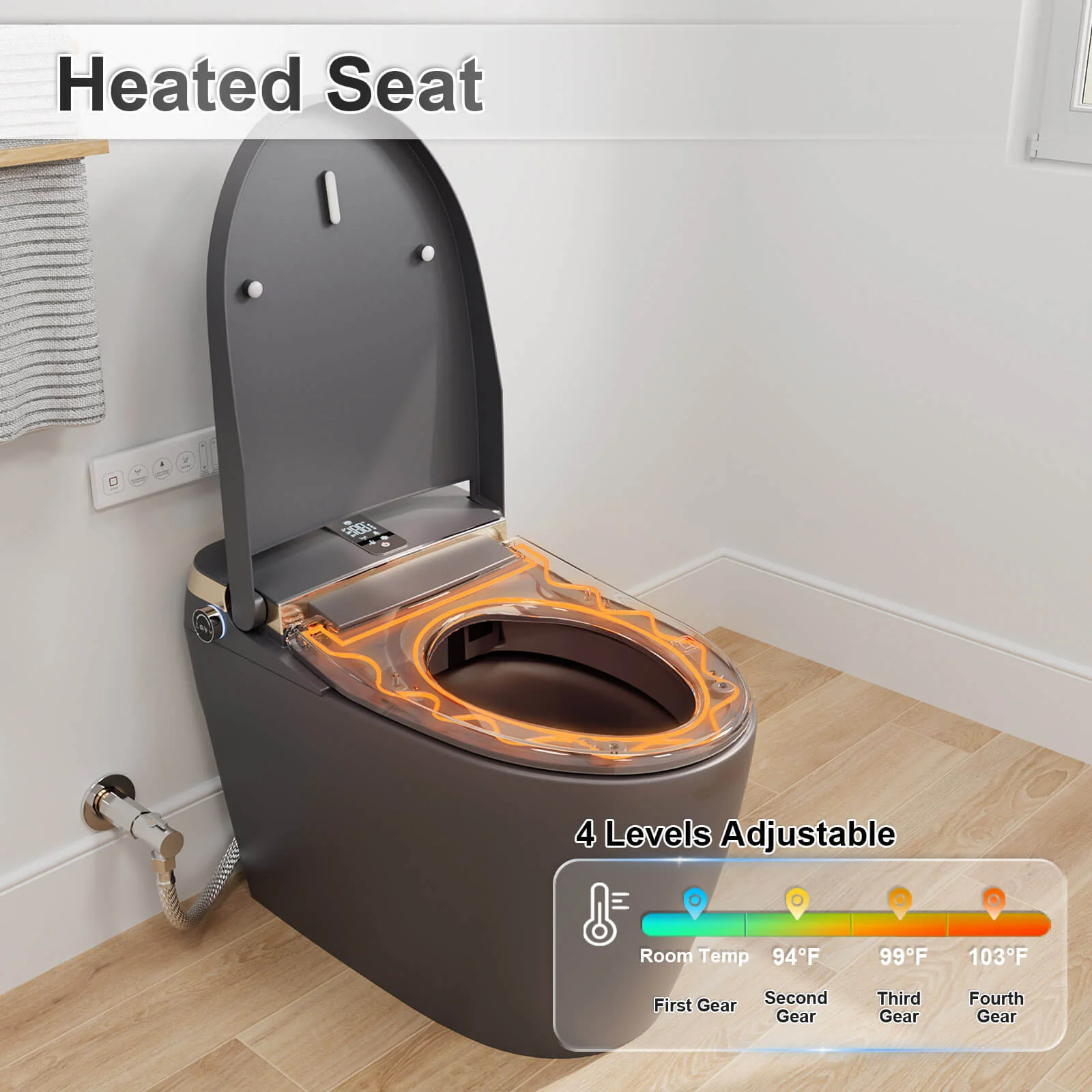 Tankless Elongated Smart Bidet Toilet with Heated Seat, Drying, Night Light - Image 35