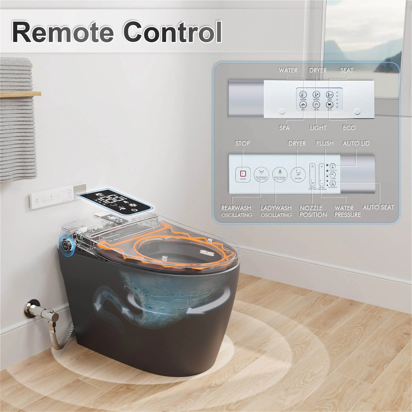 Tankless Elongated Smart Bidet Toilet with Heated Seat, Drying, Night Light - Image 38