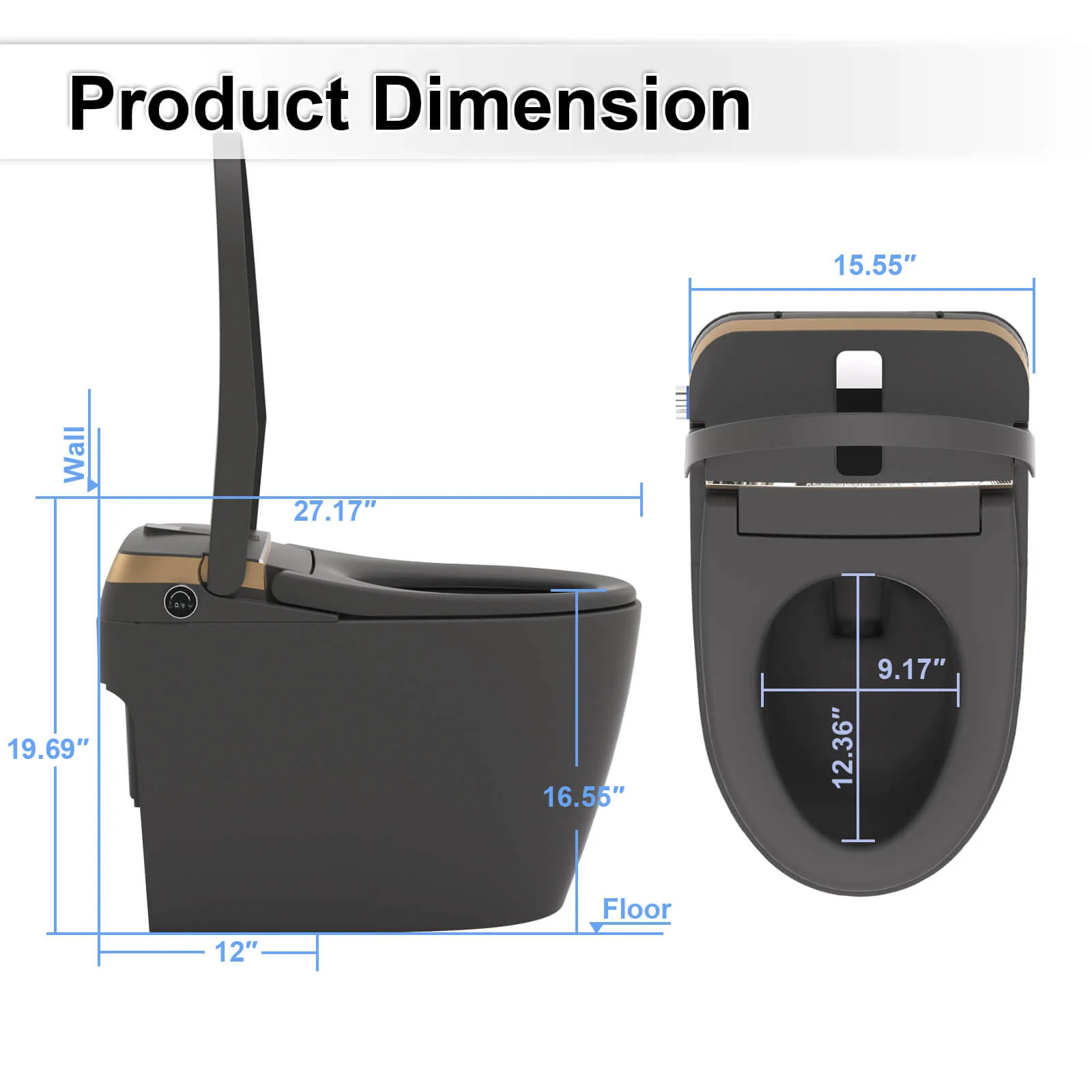 Tankless Elongated Smart Bidet Toilet with Heated Seat, Drying, Night Light - Image 39