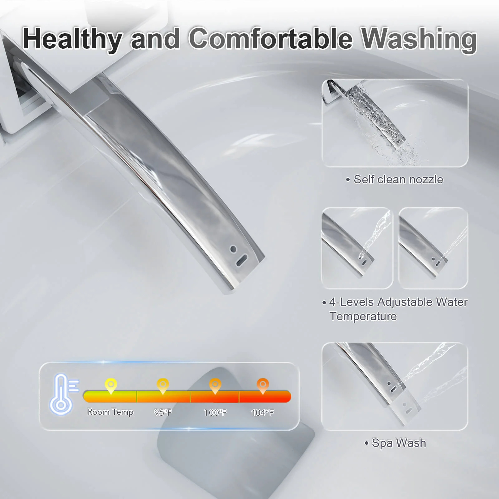 Tankless Elongated Smart Bidet Toilet with Heated Seat, Drying, Night Light - Image 7