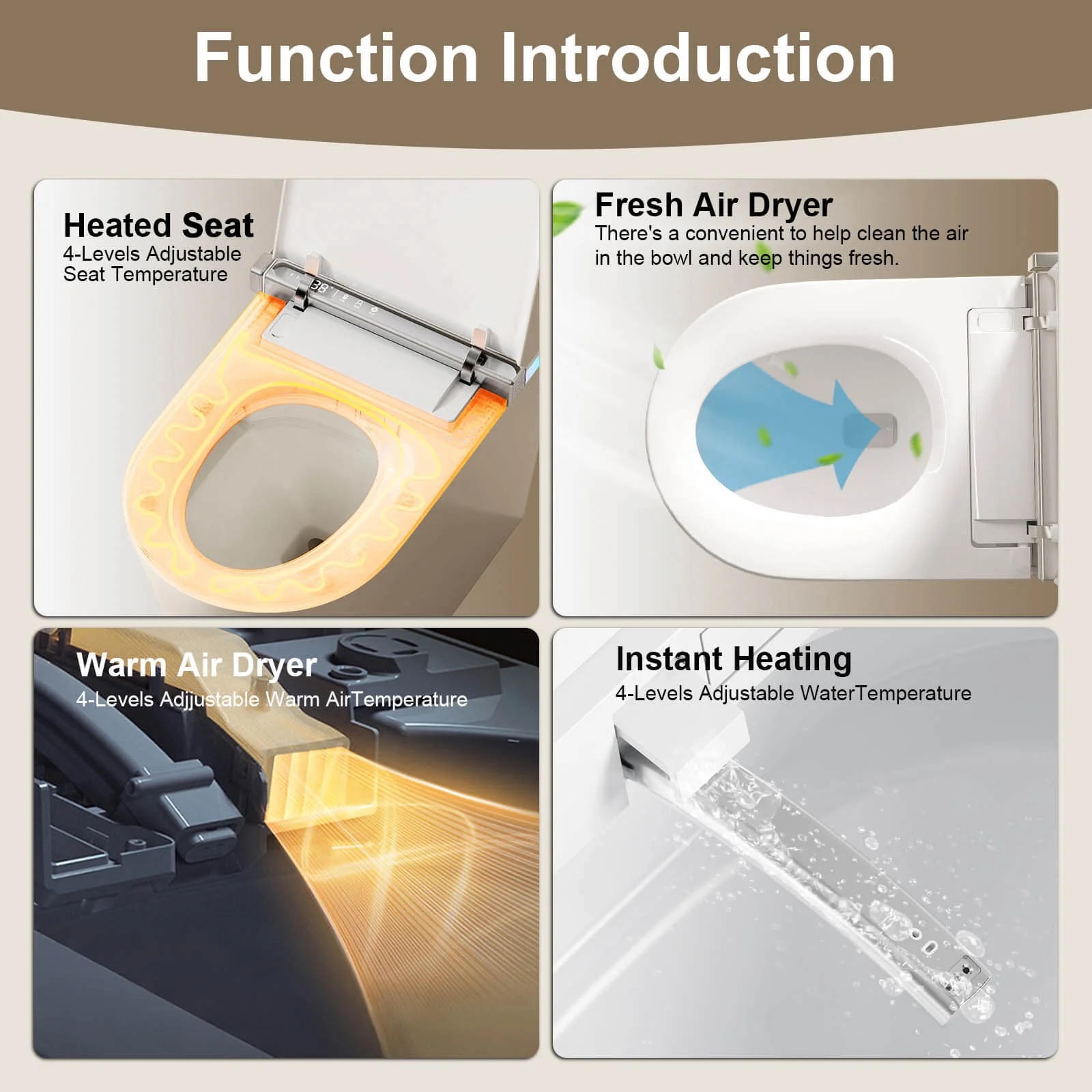 GIVINGTREE Smart Toilet with Bidet Built in, Colorful Ambient Light, Heated Seat, Automatic Flush - Image 7