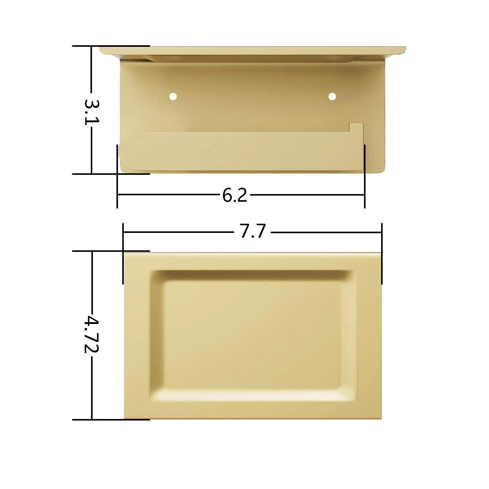 Golden Finish Wall-Mounted Toilet Paper Holder with Phone Shelf - Image 6