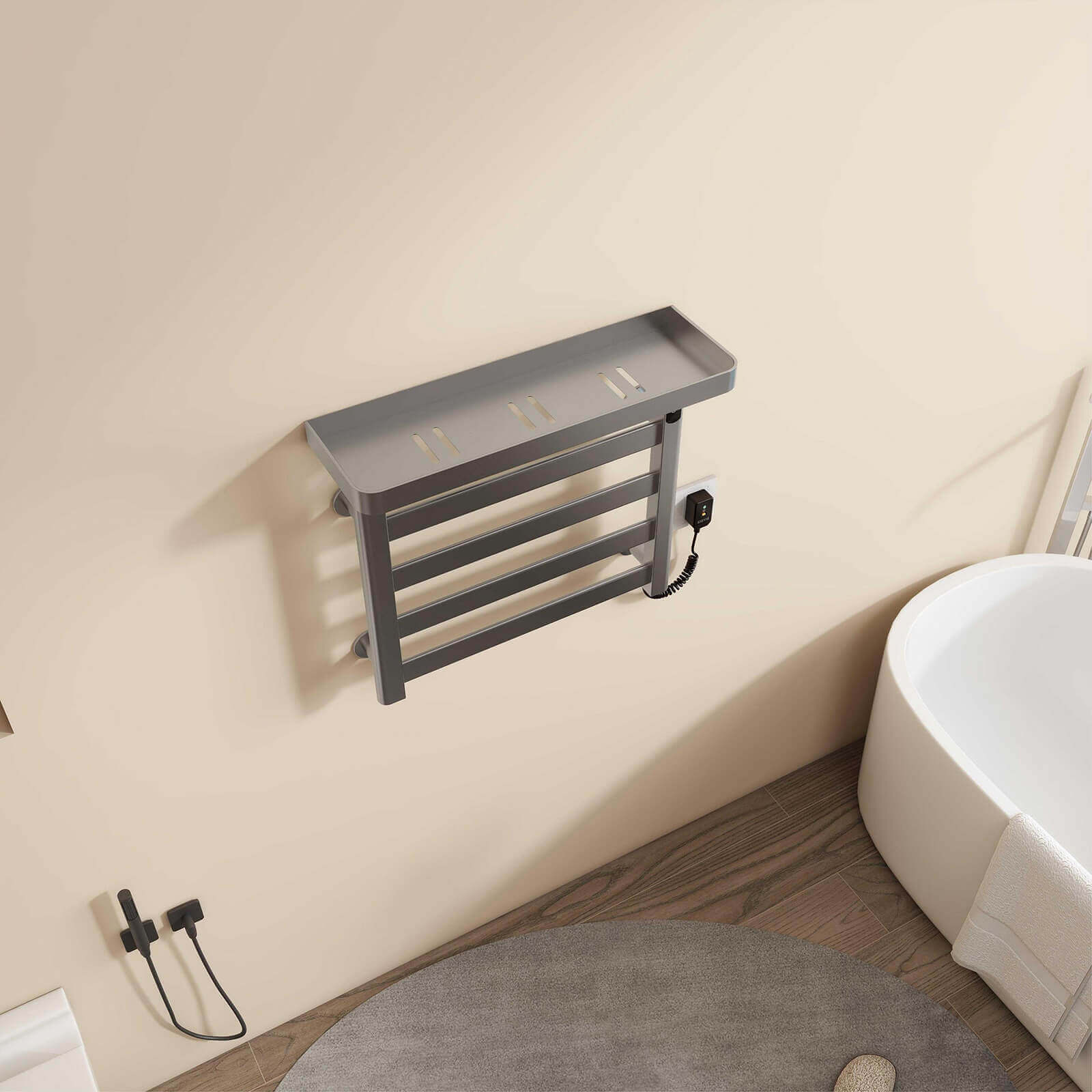 Gray Plug-In Heated Towel Rack - Image 5