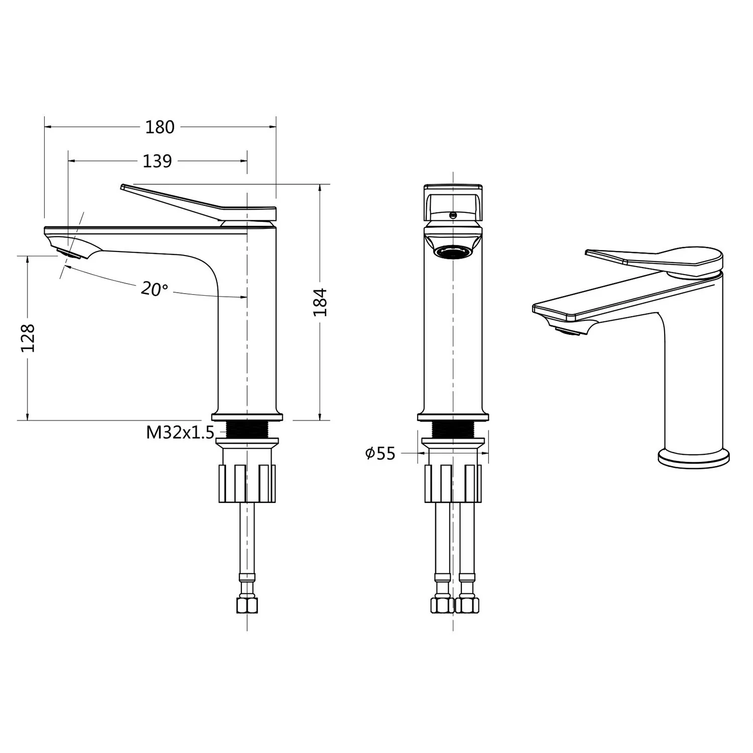 Gray Single Hole Single Handle Bathroom Faucet, Zinc Material & Chrome Finish - Image 6
