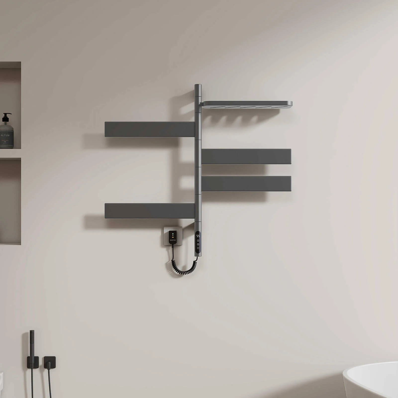 Gray Smart Towel Warmer with Timer Function - Image 8