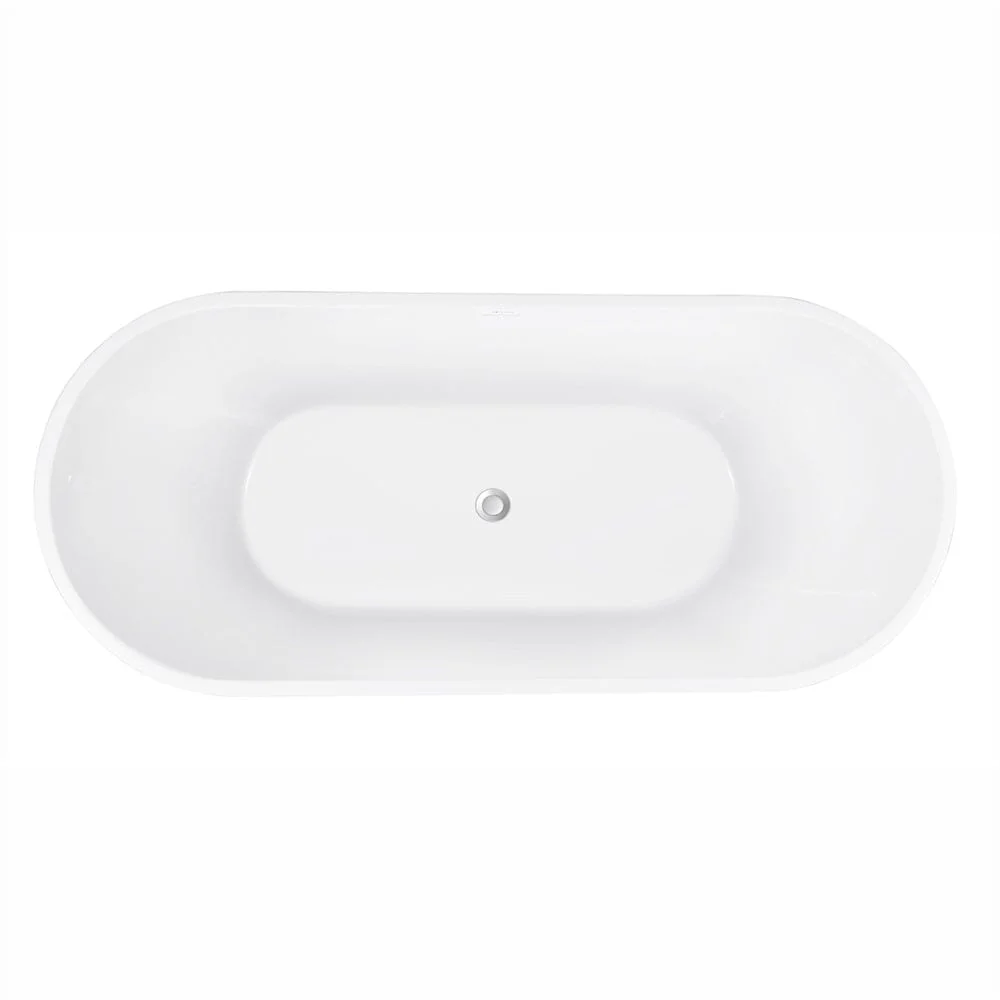 Mokleba 65'' Acrylic Oval Freestanding Soaking Bathtub with Drain - Image 18