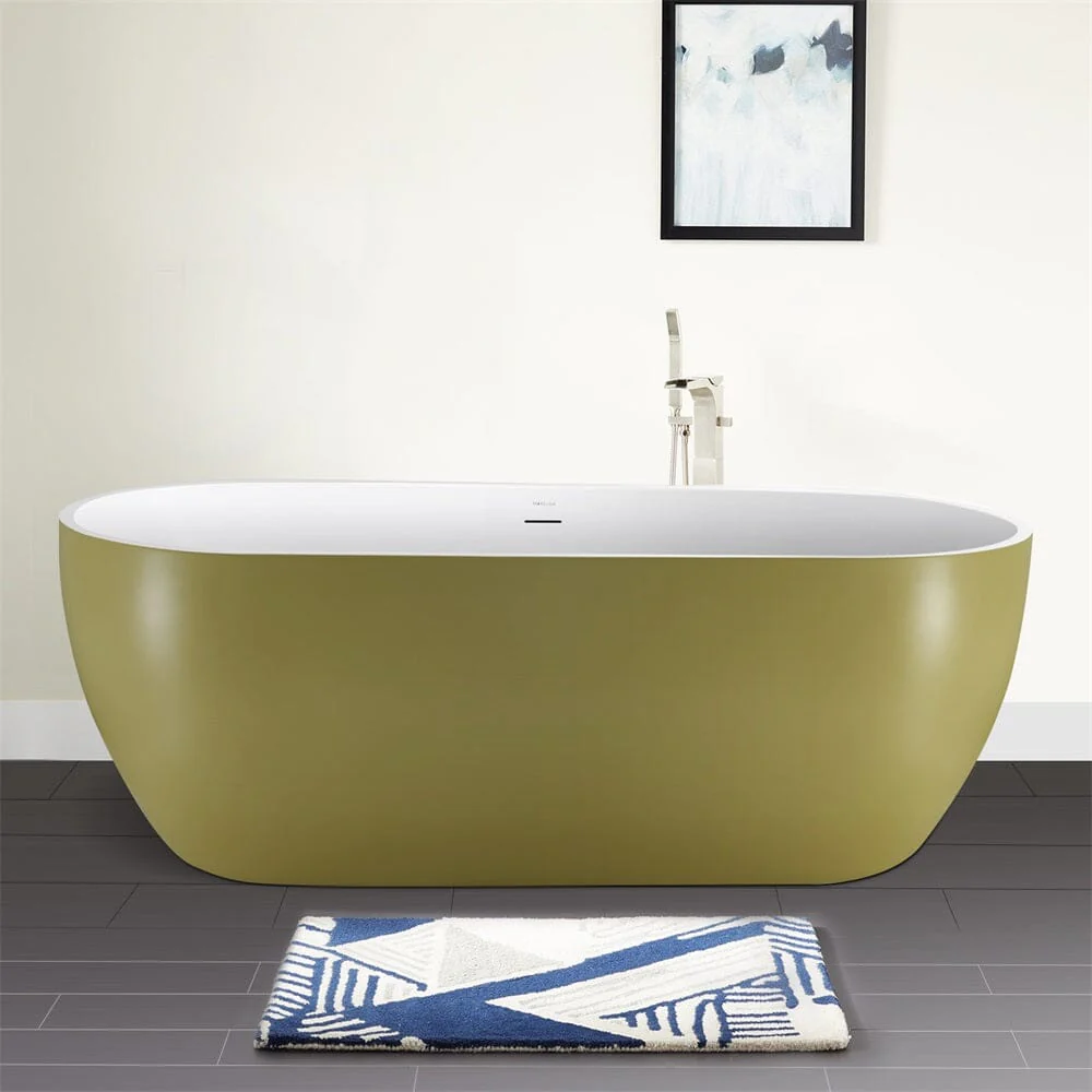 Mokleba 65'' Acrylic Oval Freestanding Soaking Bathtub with Drain - Image 21
