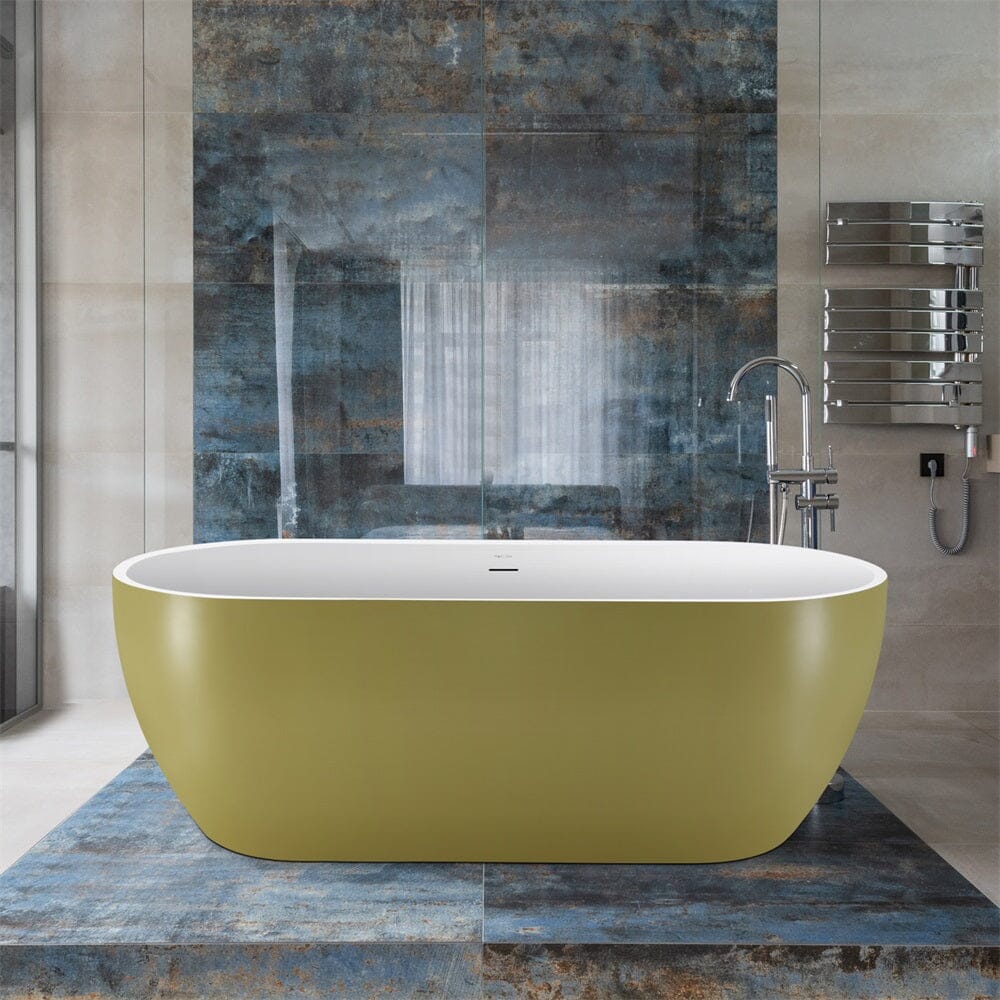 Mokleba 65'' Acrylic Oval Freestanding Soaking Bathtub with Drain - Image 22