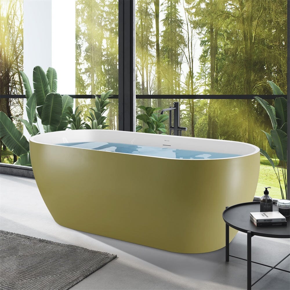Mokleba 65'' Acrylic Oval Freestanding Soaking Bathtub with Drain - Image 23