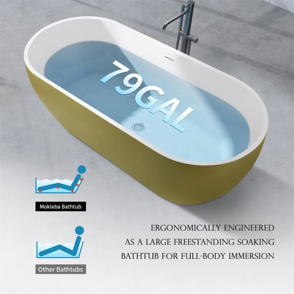 Mokleba 65'' Acrylic Oval Freestanding Soaking Bathtub with Drain - Image 27
