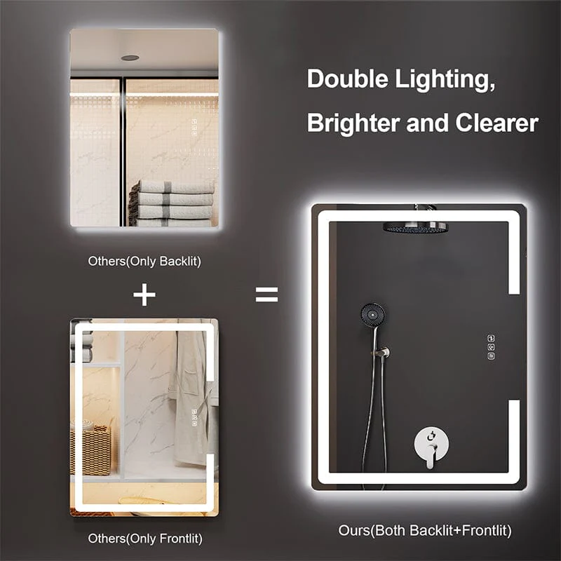 LED Light Bathroom Mirror Rounded Rectangle Frameless Anti Fog - Image 8
