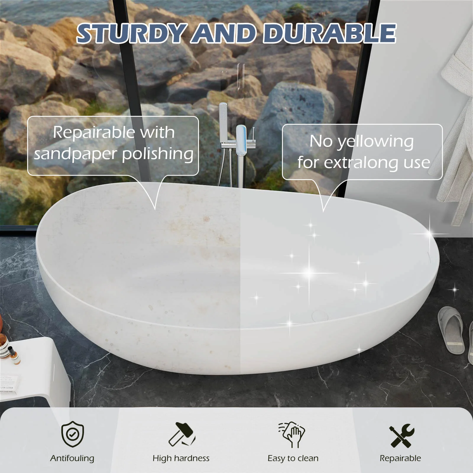 Luxurious 63" Single Slipper Freestanding Soaking Tub - Image 11