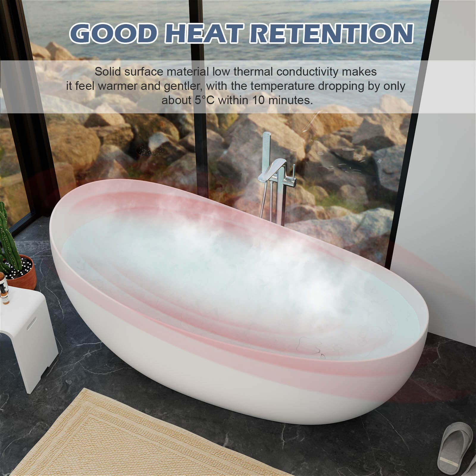 Luxurious 63" Single Slipper Freestanding Soaking Tub - Image 13