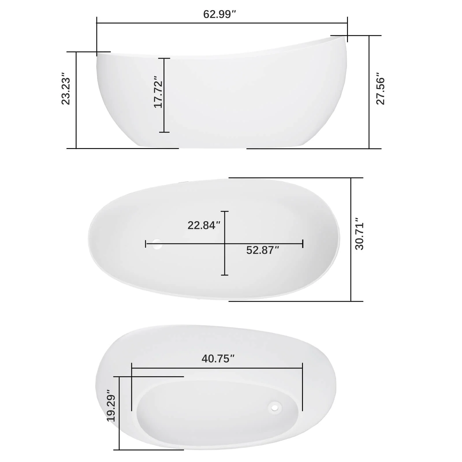 Luxurious 63" Single Slipper Freestanding Soaking Tub - Image 14
