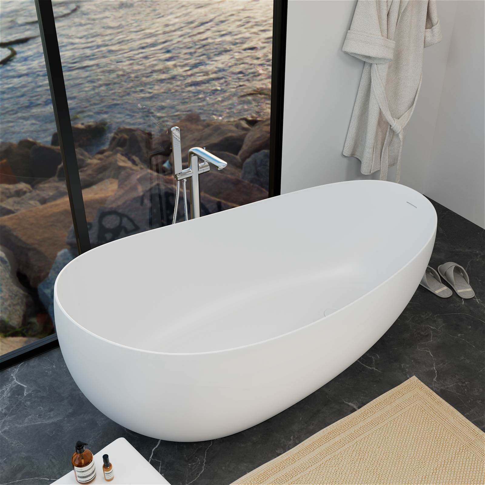 Luxurious 63" Single Slipper Freestanding Soaking Tub - Image 3