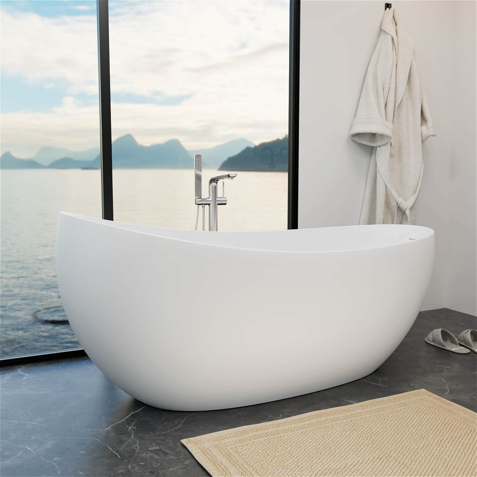 Luxurious 63" Single Slipper Freestanding Soaking Tub - Image 4