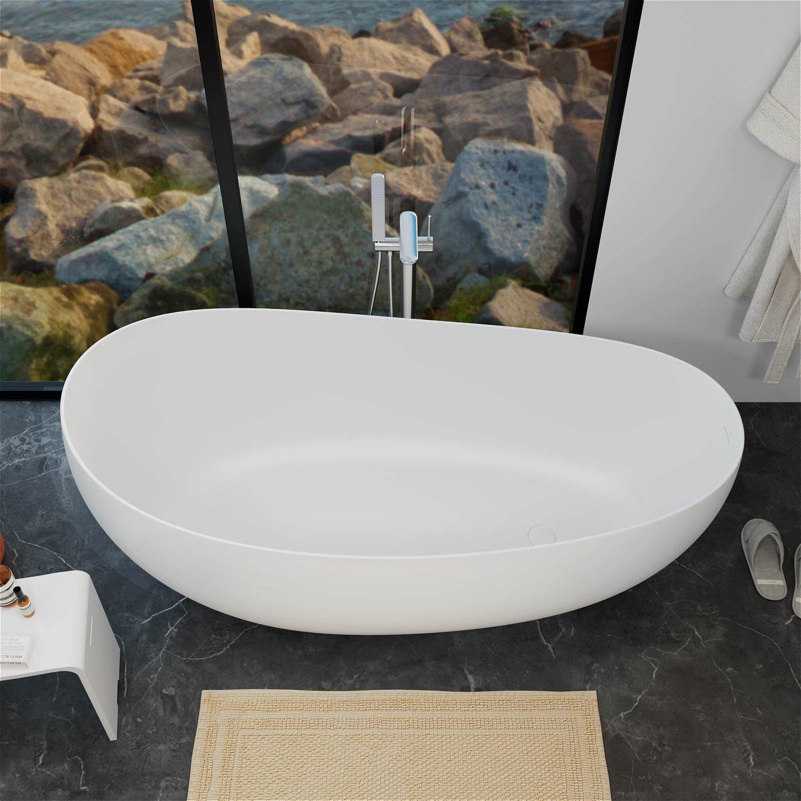 Luxurious 63" Single Slipper Freestanding Soaking Tub - Image 5