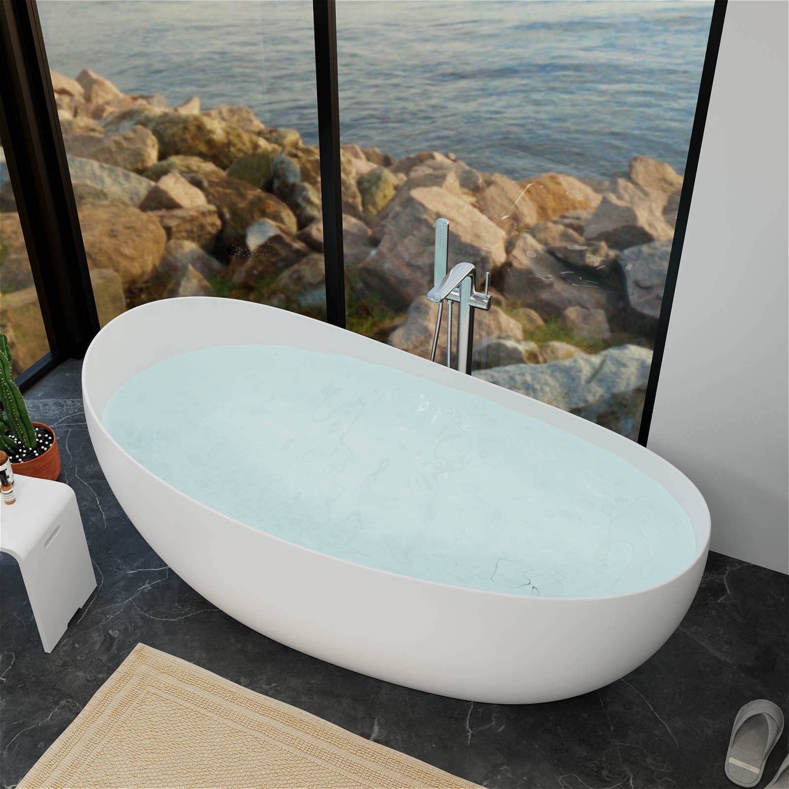Luxurious 63" Single Slipper Freestanding Soaking Tub - Image 6