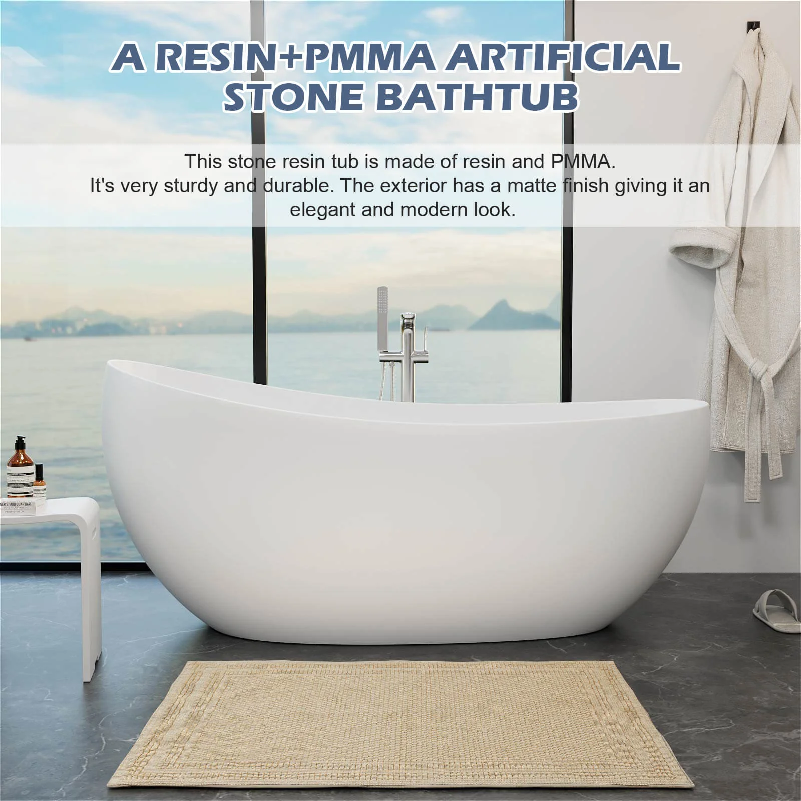 Luxurious 63" Single Slipper Freestanding Soaking Tub - Image 8