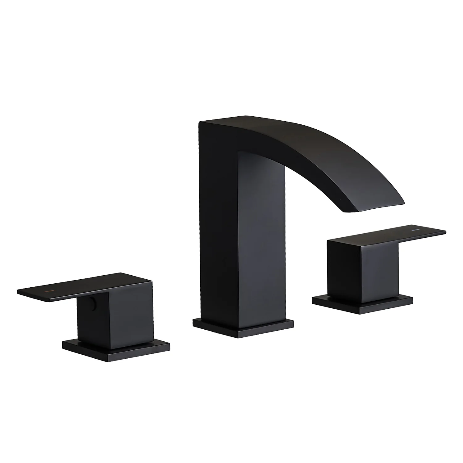 Matte Black 2 Handle Waterfall Widespread Bathroom Faucet for 3 Hole Sink - Image 7