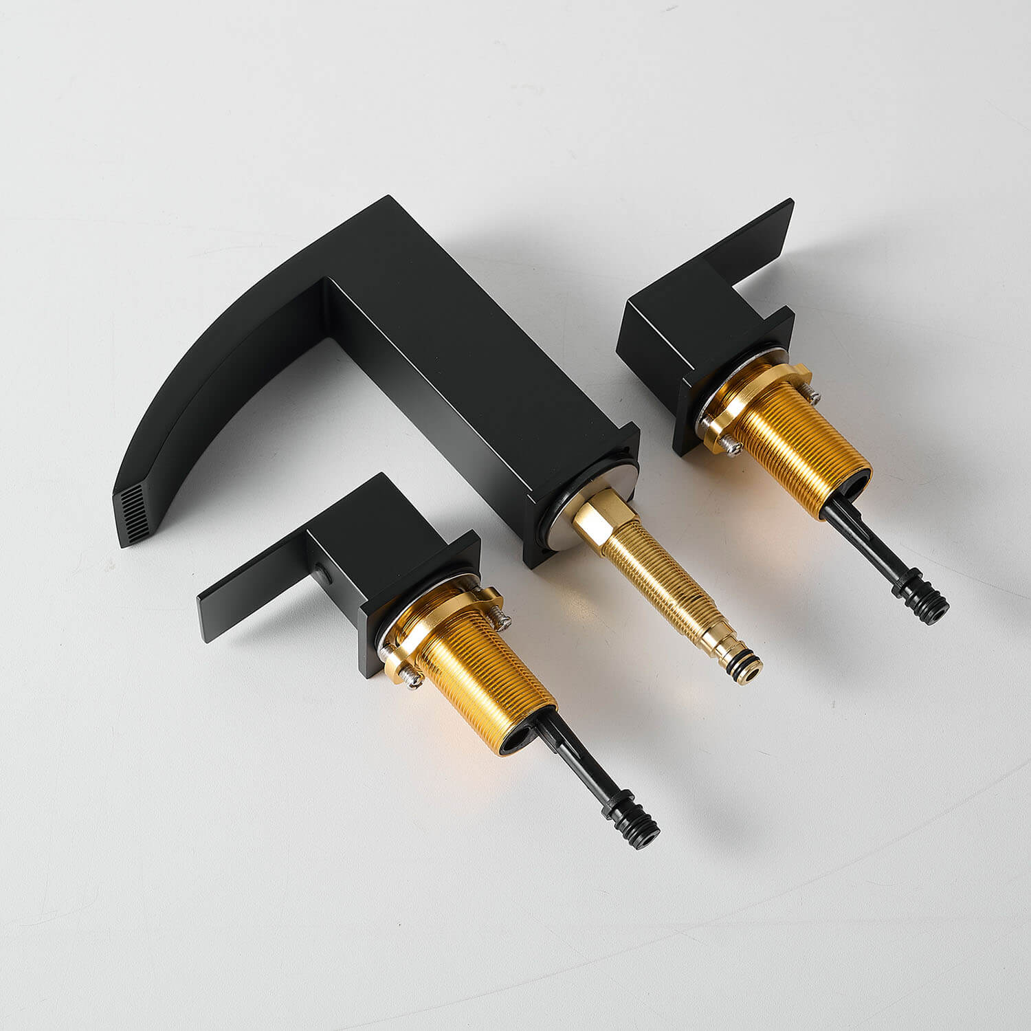 Matte Black 2 Handle Waterfall Widespread Bathroom Faucet for 3 Hole Sink - Image 8