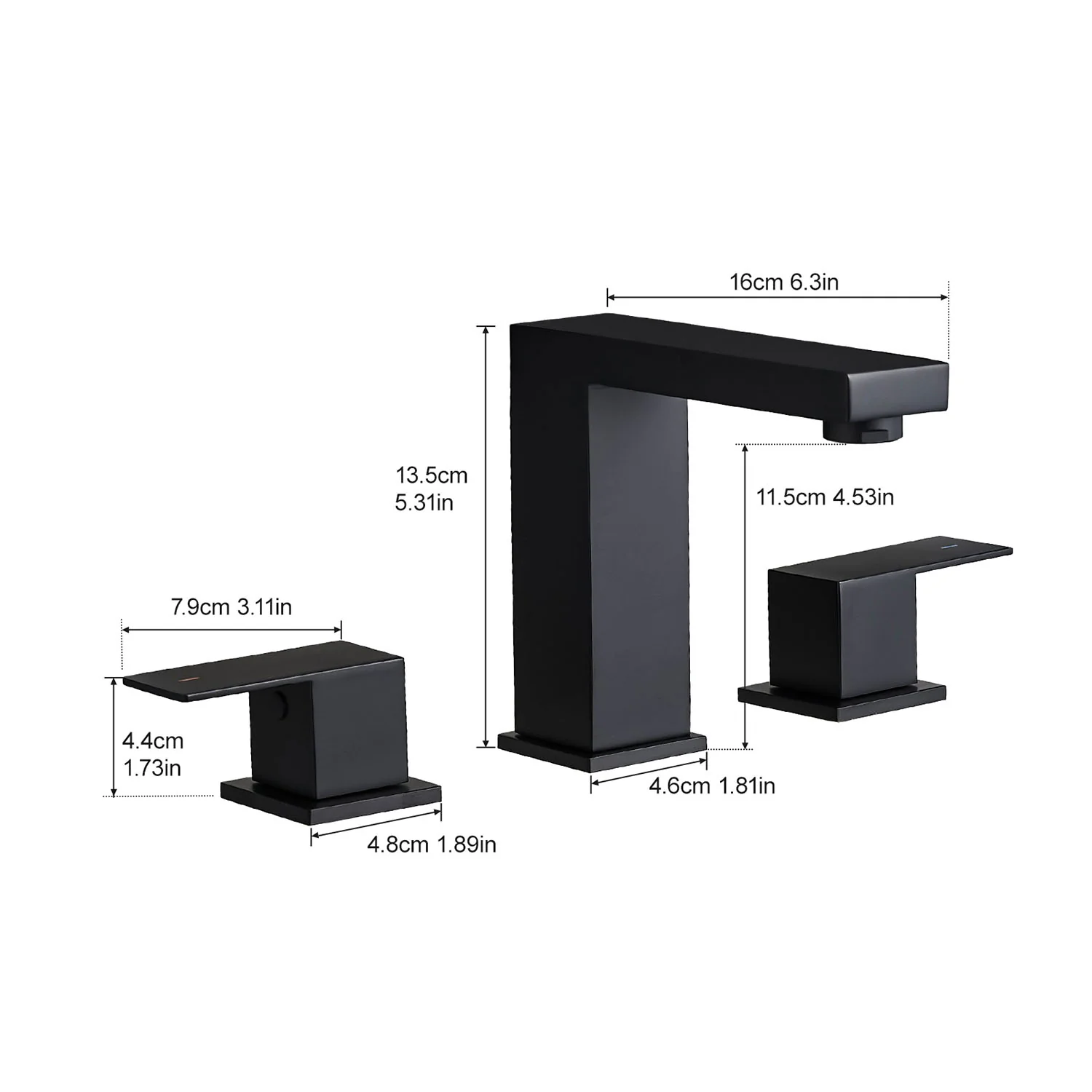 Matte Black Double Handle 3 Hole 8 Inch Widespread Bathroom Faucet - Image 6