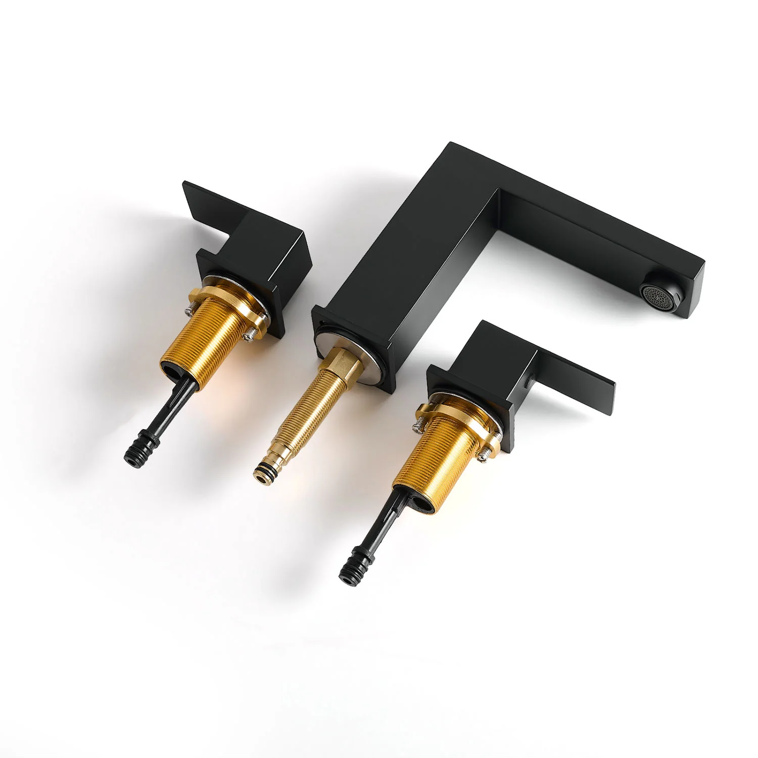 Matte Black Double Handle 3 Hole 8 Inch Widespread Bathroom Faucet - Image 8