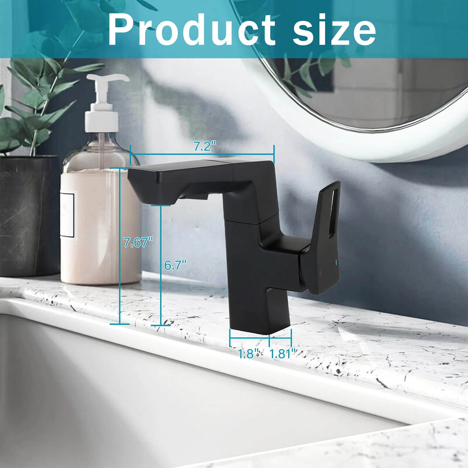 Matte Black Single Hole Pull-Down Bathroom Faucet with LED Temperature Display - Image 6