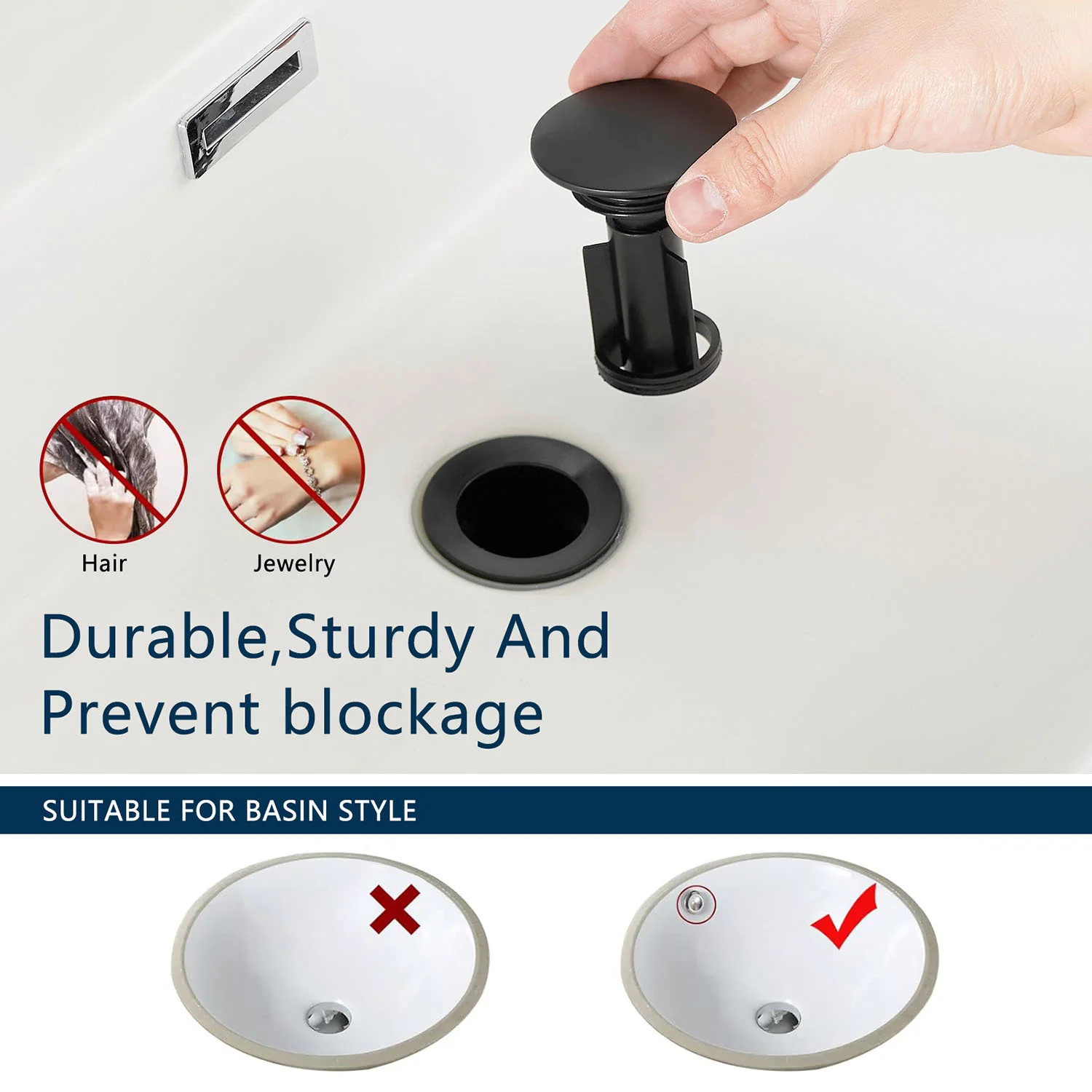 Matte Black Single Handle Waterfall Bathroom Faucet with Pop Up Drain and Deck Plate - Image 4