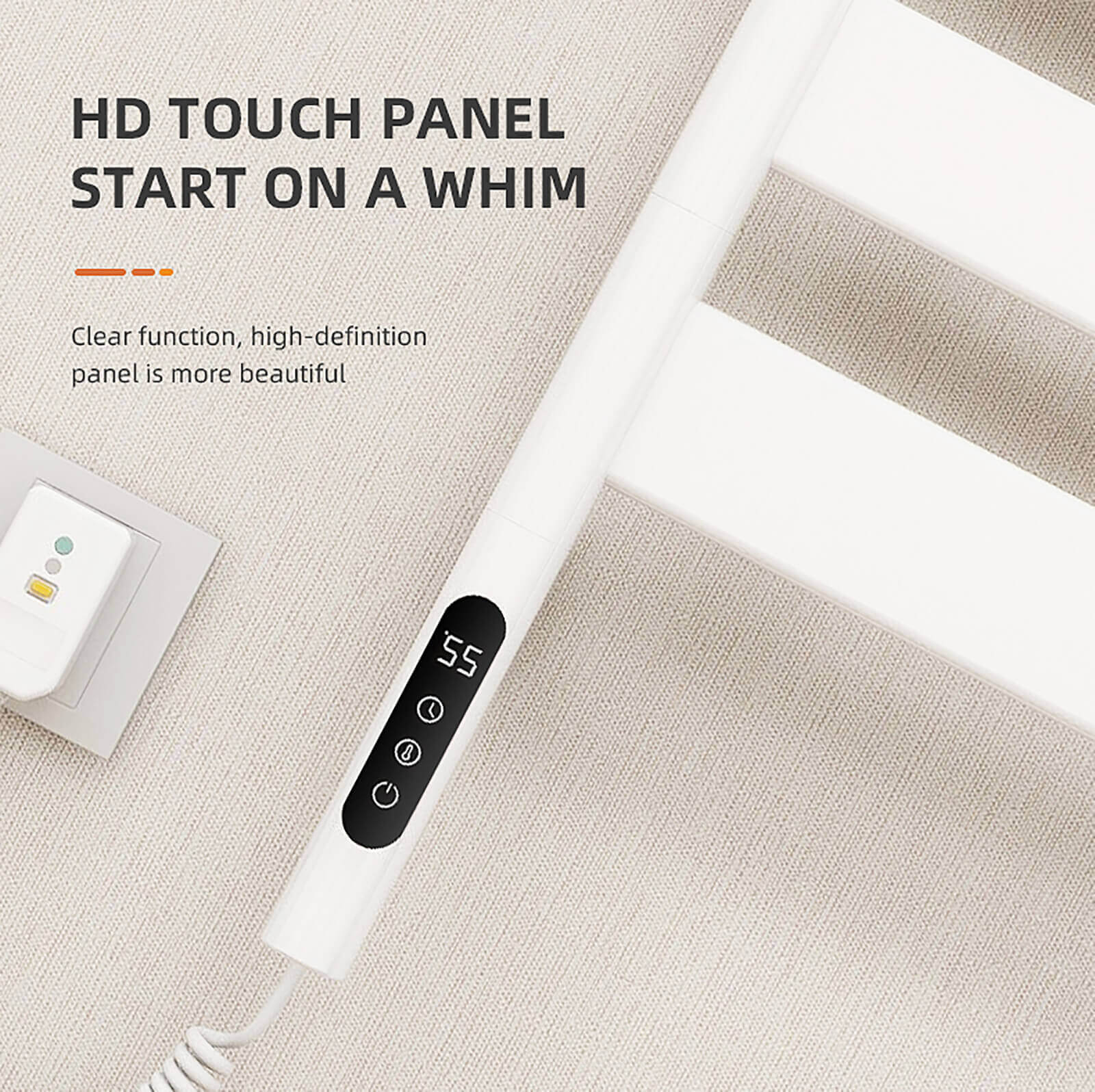 Matte Black Smart Towel Warmer with Timer Function - Image 13