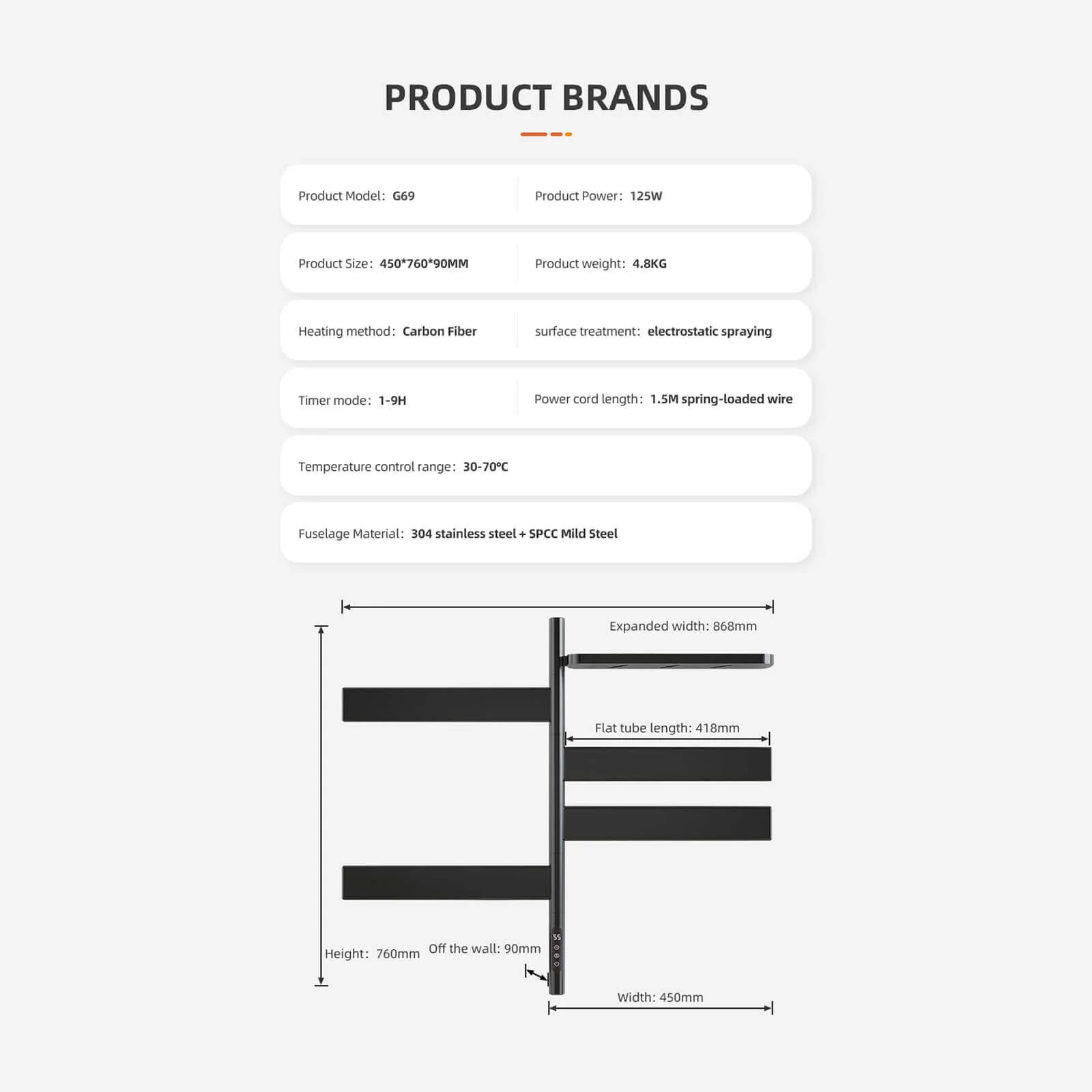 Matte Black Smart Towel Warmer with Timer Function - Image 19