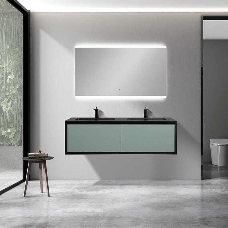 Modern 60'' Wall Mounted Bathroom Vanity with Double Black Sink and Large Space Double Drawers - Image 13