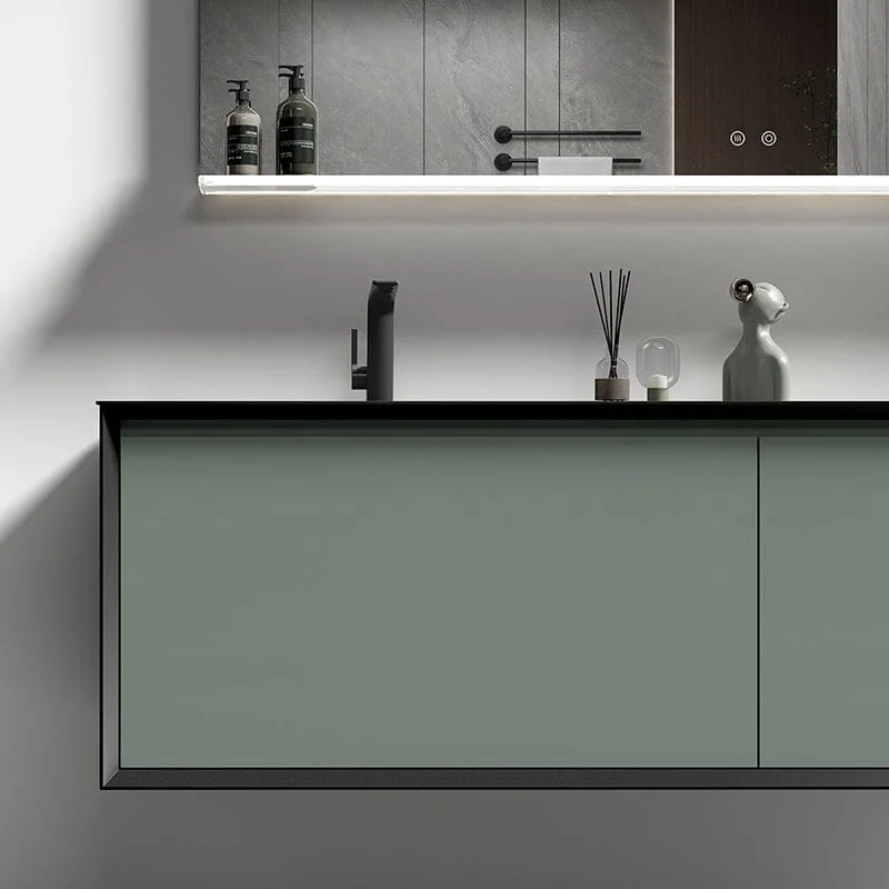 Modern 60'' Wall Mounted Bathroom Vanity with Double Black Sink and Large Space Double Drawers - Image 15