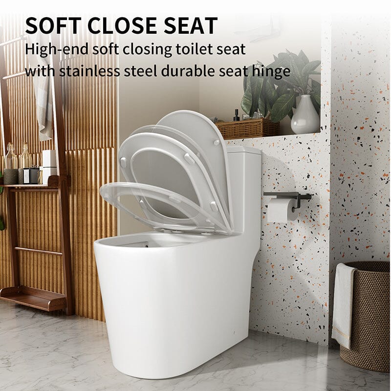 Modern Small One-Piece Floor Mount Toilet 1.1/1.6 GPF Dual Flush and Soft Close Seat - Image 5