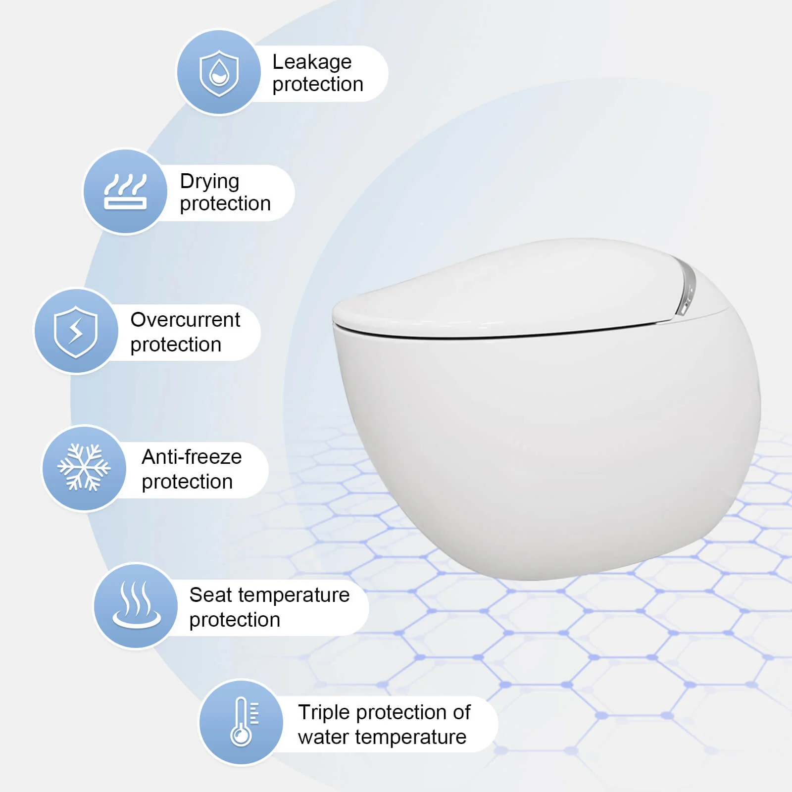 Modern Egg-Shaped Floor Mounted Smart Toilet with Built-in Water Tank - Image 11