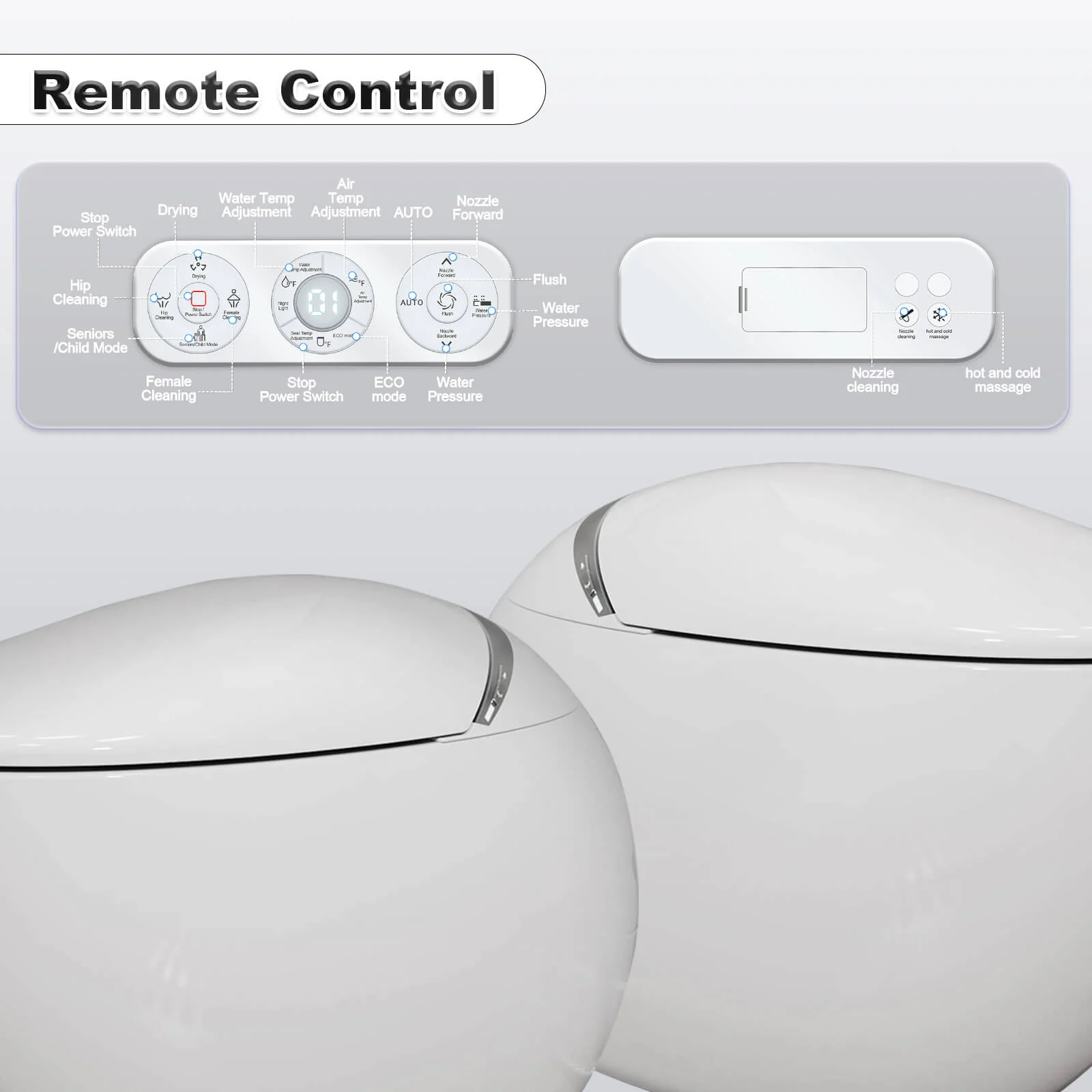 Modern Egg-Shaped Floor Mounted Smart Toilet with Built-in Water Tank - Image 13