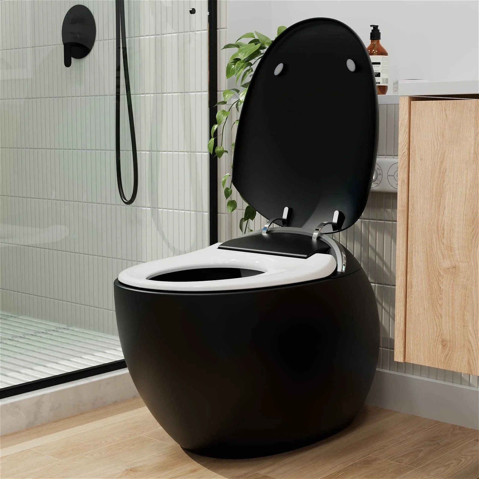 Modern Egg-Shaped Floor Mounted Smart Toilet with Built-in Water Tank - Image 18