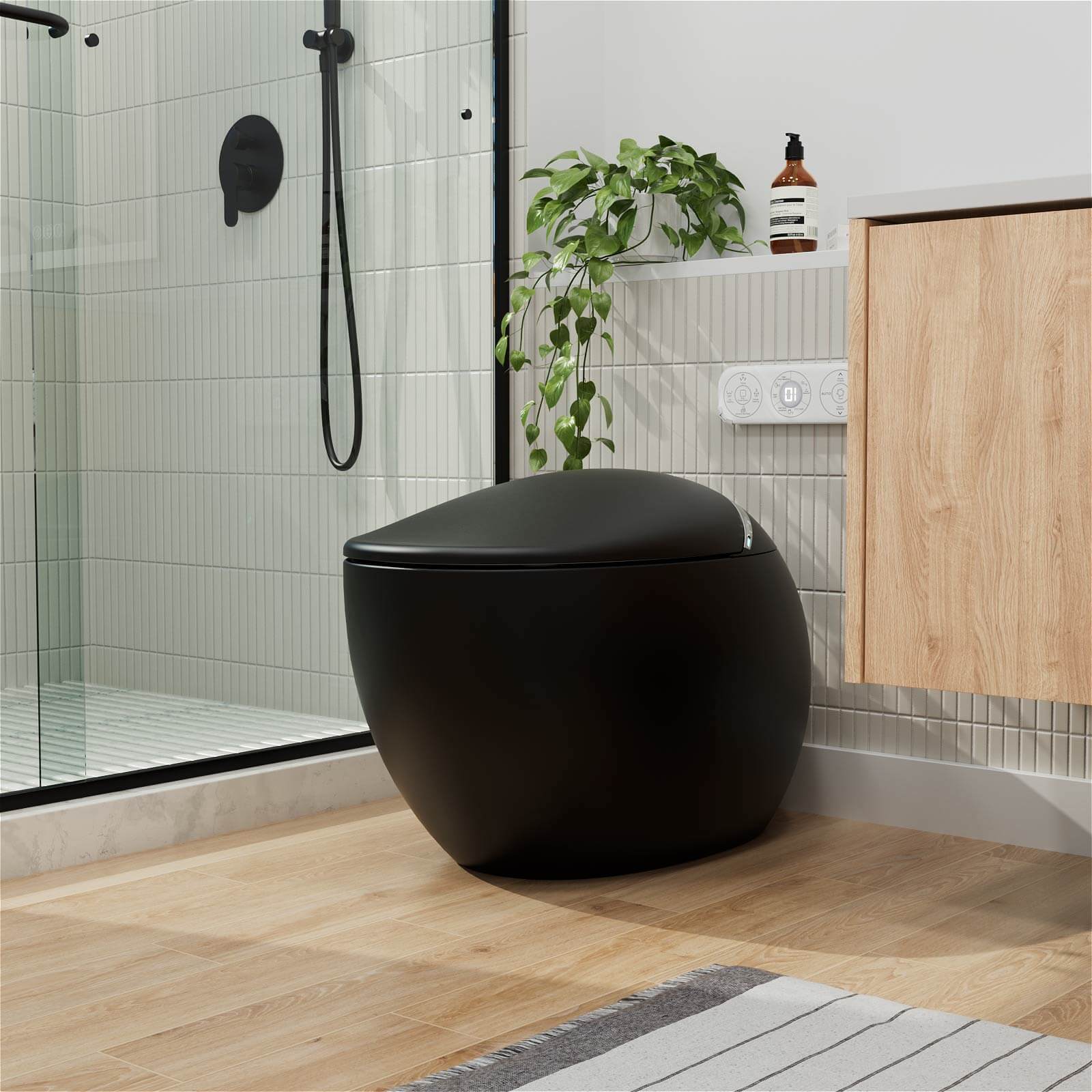 Modern Egg-Shaped Floor Mounted Smart Toilet with Built-in Water Tank - Image 19