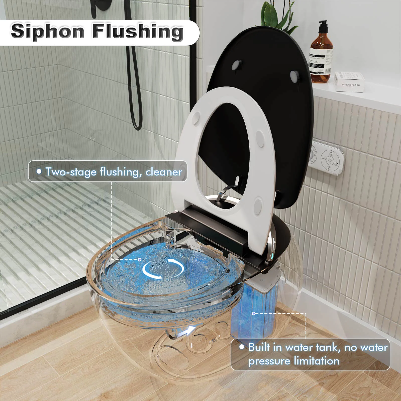 Modern Egg-Shaped Floor Mounted Smart Toilet with Built-in Water Tank - Image 20