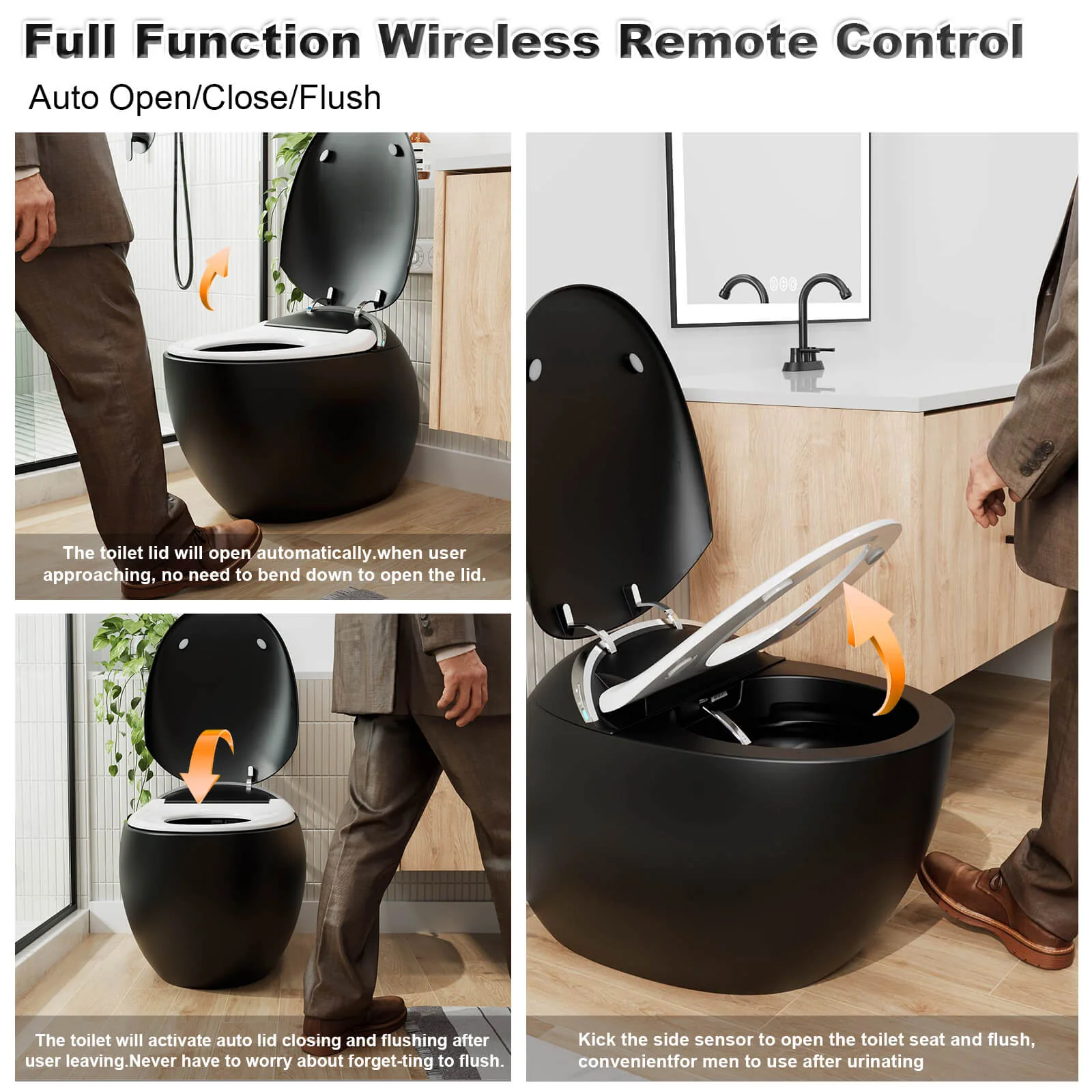 Modern Egg-Shaped Floor Mounted Smart Toilet with Built-in Water Tank - Image 21