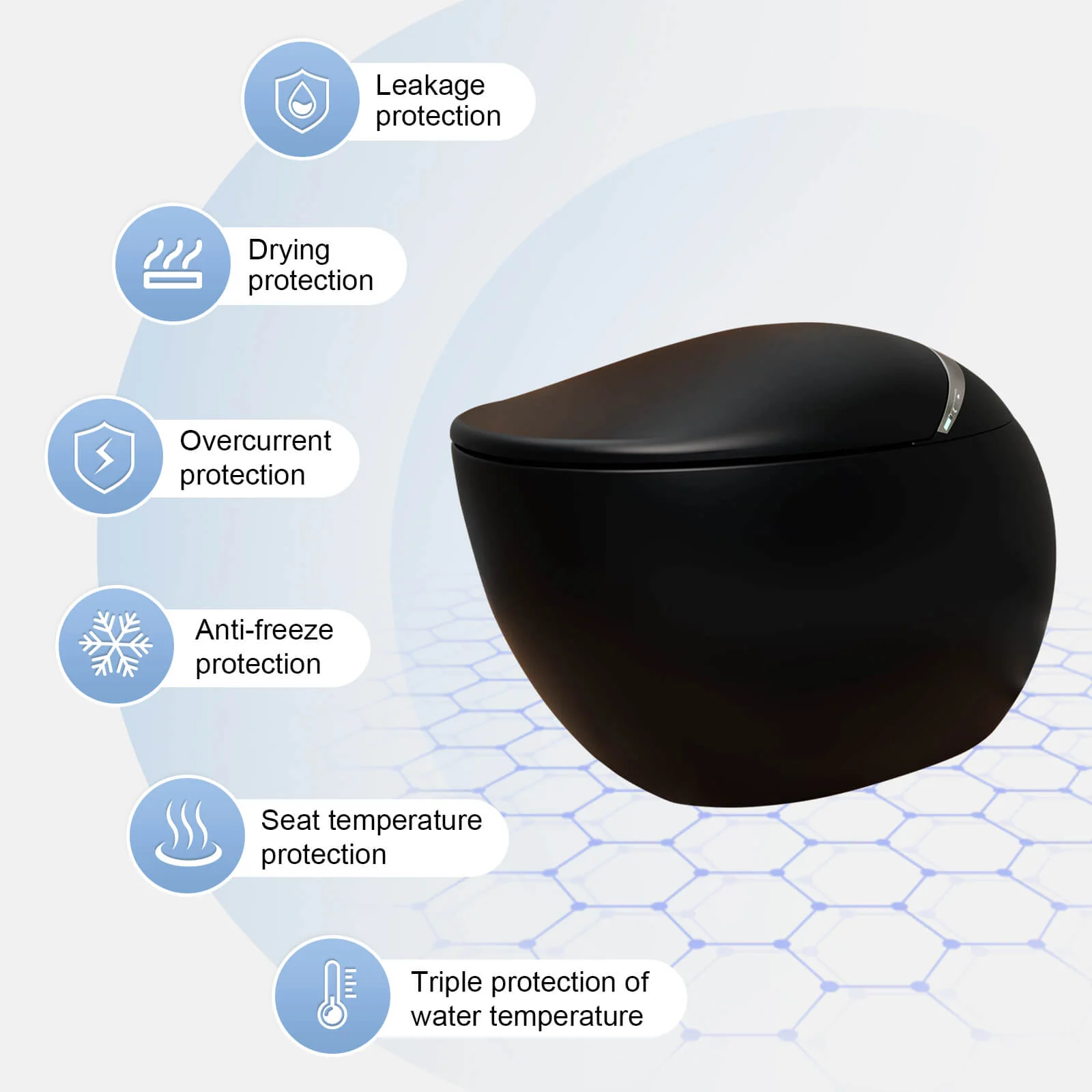 Modern Egg-Shaped Floor Mounted Smart Toilet with Built-in Water Tank - Image 26