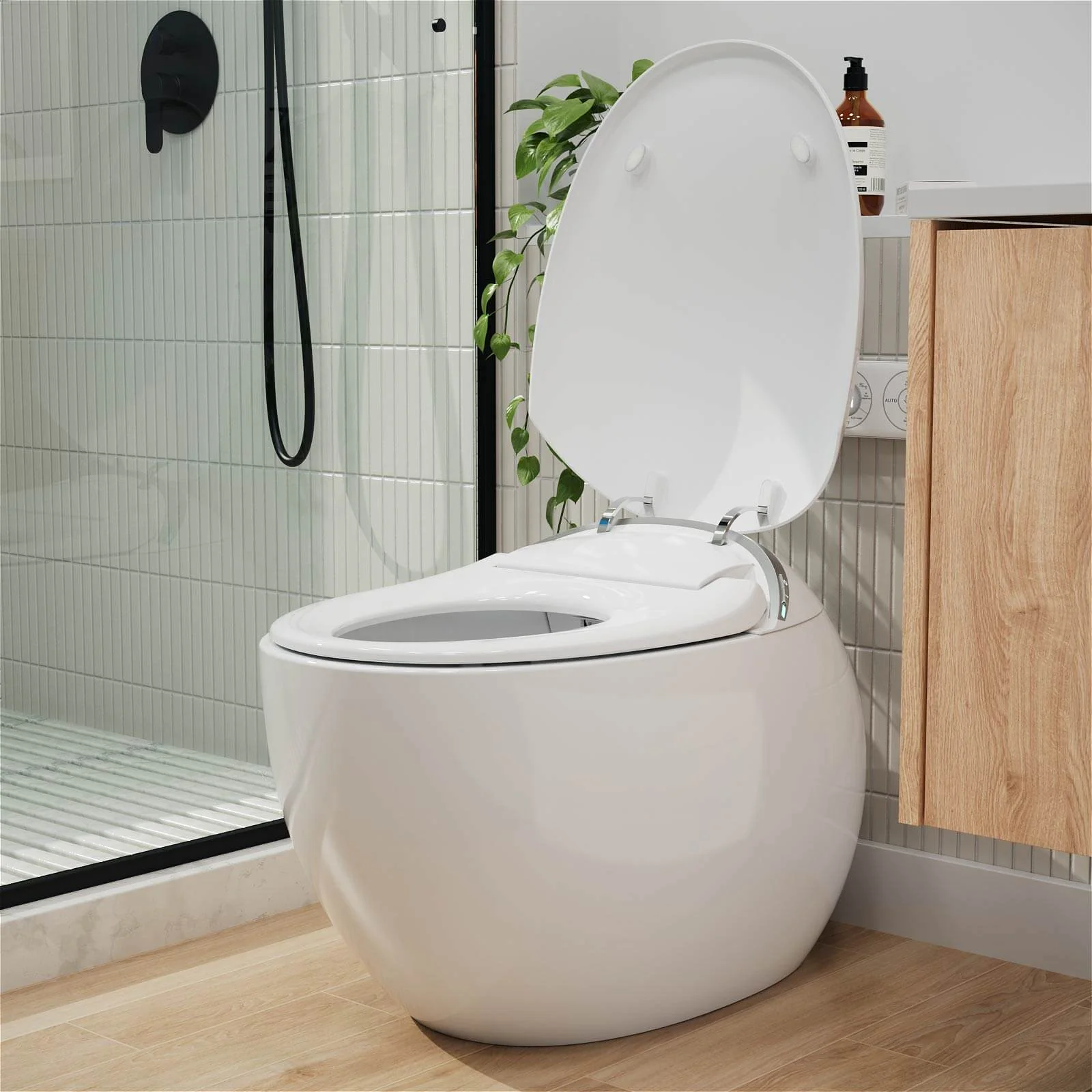 Modern Egg-Shaped Floor Mounted Smart Toilet with Built-in Water Tank - Image 4