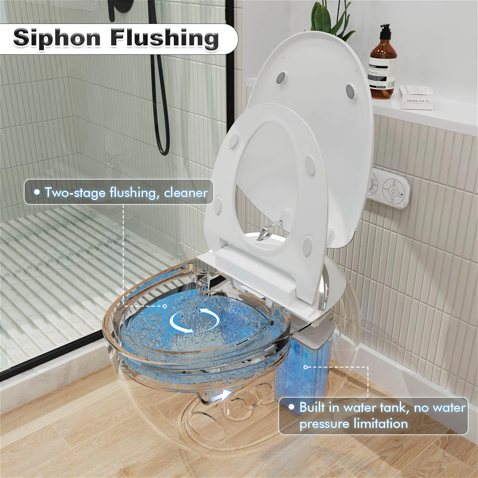Modern Egg-Shaped Floor Mounted Smart Toilet with Built-in Water Tank - Image 6