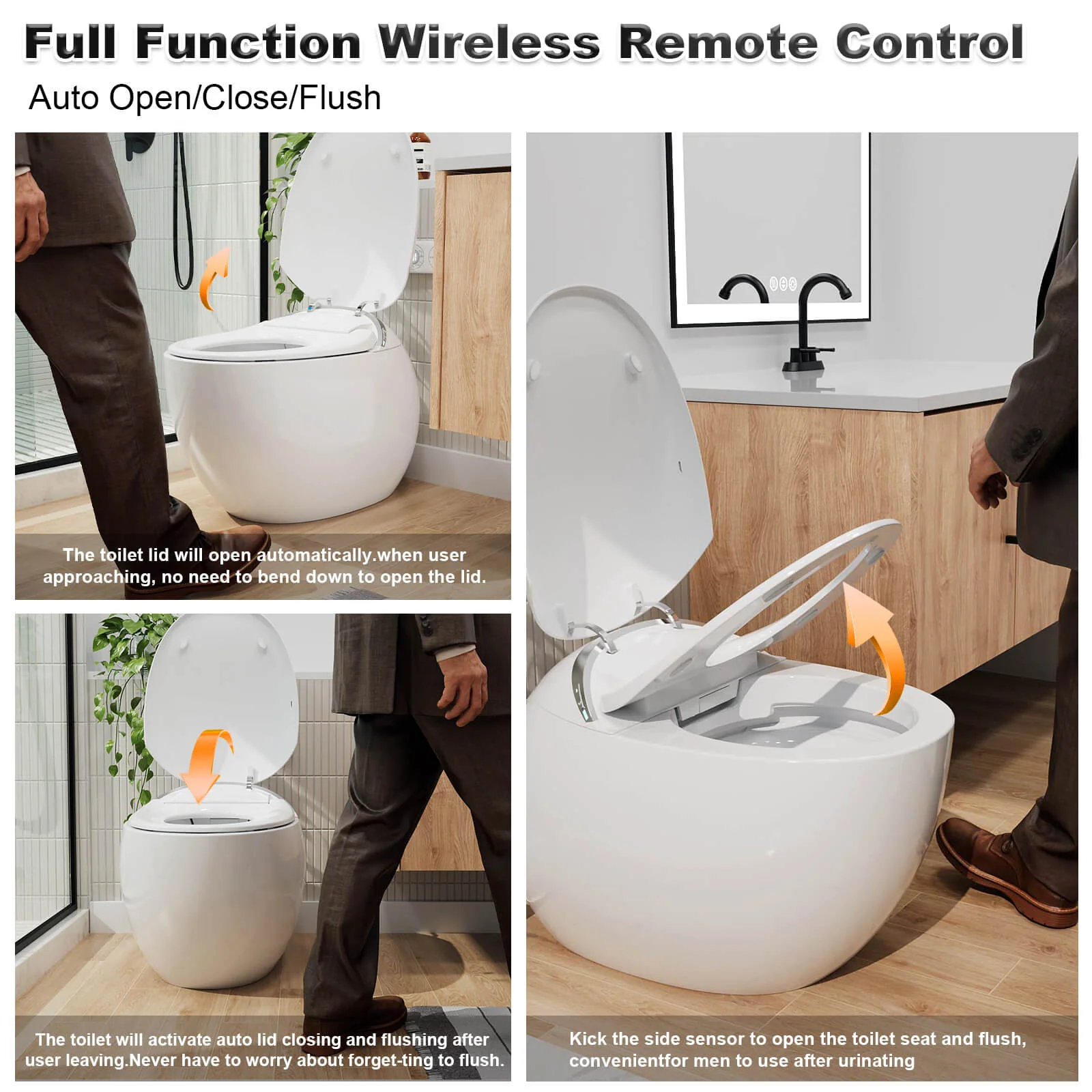 Modern Egg-Shaped Floor Mounted Smart Toilet with Built-in Water Tank - Image 7